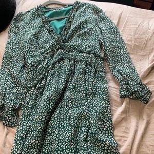 Green and white dress